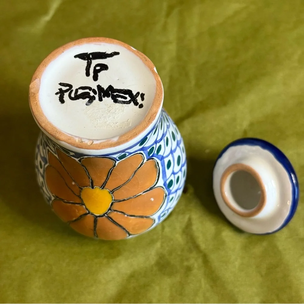 Talavera Hand-Painted Floral mini Ceramic Jar